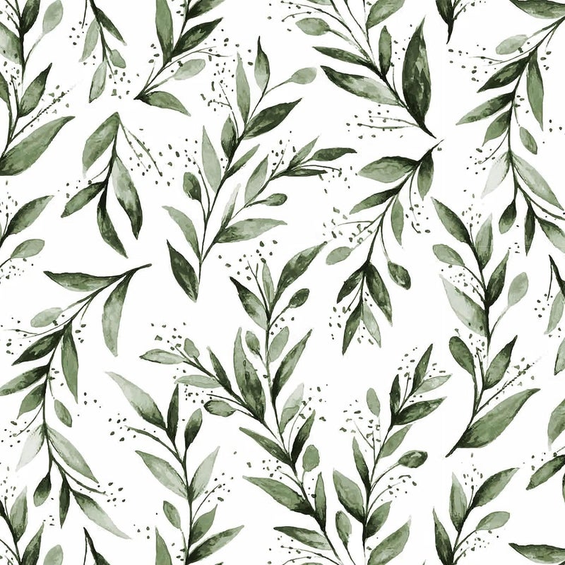 Livebor Green Leaf Wallpaper Peel and Stick Olive Leaf Contact Paper 17.7inch x 590.5inch Green Peel and Stick Wallpaper Modern Farmhouse Wall Paper for Bathroom Neutral Sage Decorative Vinyl - Image 1